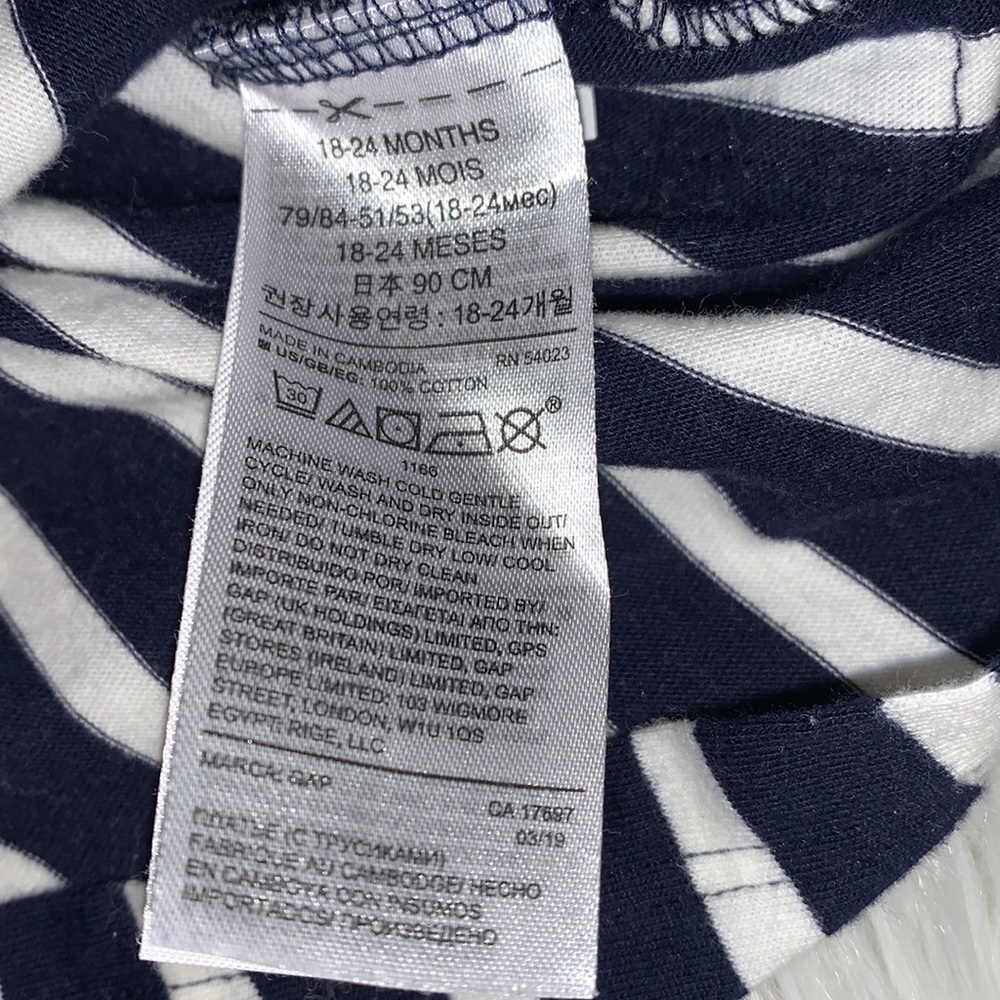 Gap 18-24M Striped Dress w/Polka Dot Trim Navy/White - Picture 7 of 8